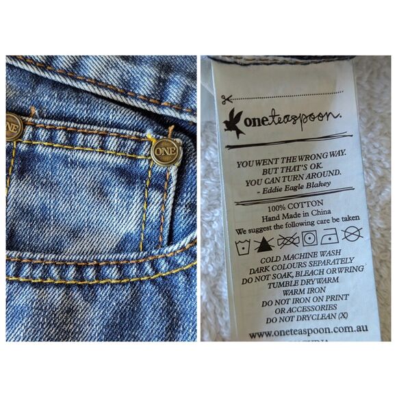 One by One Teaspoon Awesome Baggies Distressed skinny jeans Sz 26 - Picture 5 of 11